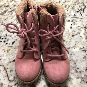 Pink Suede combat Boots